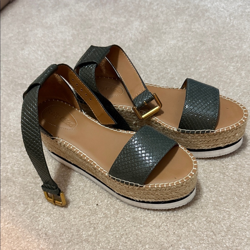 See by Chloe Green Platform Sandals
